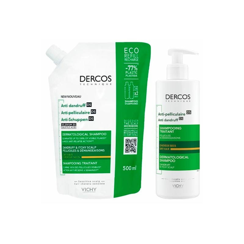 Vichy pack darcos shampoo antidrought asciutto 390 ml + ecorefill 500 ml