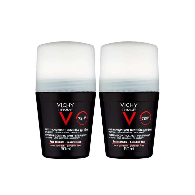 Vichy Homme Pack Care Antranspiran 72h滚动2x50ml