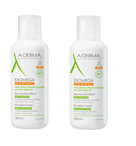 A-Derma Pack Exomega Control Bálsamo Emoliente Antiprurido 2x400ml