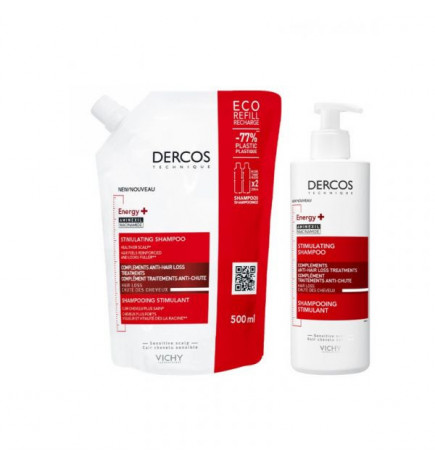 Vichy Pack Dercos Szampon Stymulujący 400ml + Ecorefill 500ml