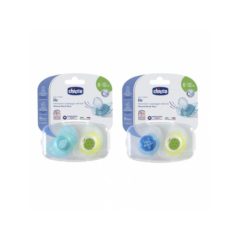 Chicco Physio Air Chupeta Silicone Azul 6-12M x2