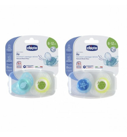 Chicco Physio Air Chupeta Silicone Azul 6-12M x2