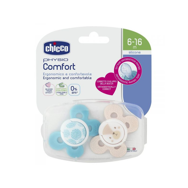 Chicco Chupeta Physio Comfort Silicone Boy 6-16M 2 un