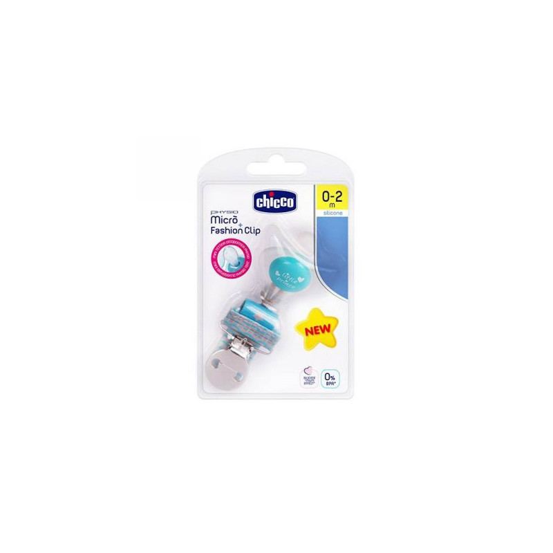 Chicco Pack Physio Micro Chupeta Silicone + Fashion Clip Menino 0-2 1 Chupeta + 1 Clip