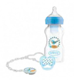 Dr Browns Pack Biberão Natural Flow 270ml+Chupeta+Clip Azul 0-6m
