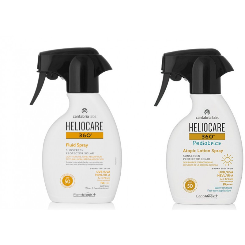 Heliocare Pack 360 Proteetor Solar Fluid Spray SPF50 250 ml + Pädiatrie am Lotion Spray SPF50 250 ml