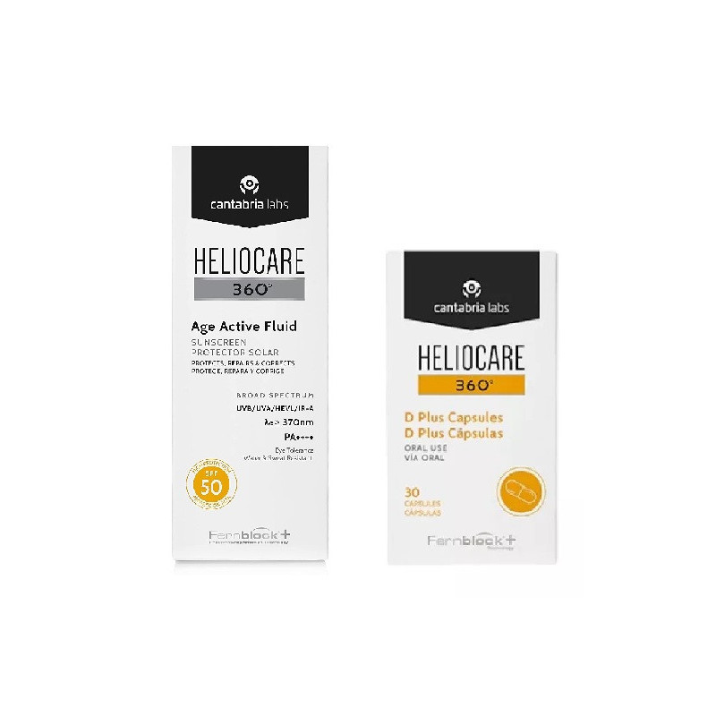 Heliocare Pack 360 Protetor Solar Age Active Fluid FPS50+ 50ml + 360 D Plus 30 Cápsulas