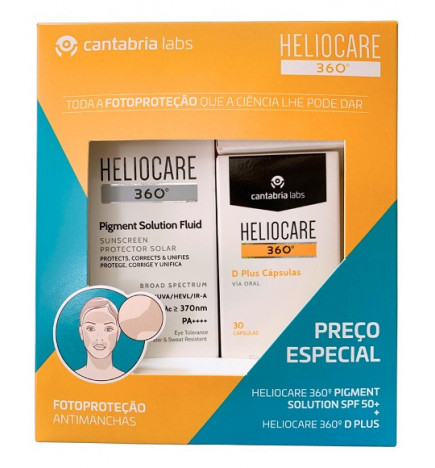 Heliocare Pack 360 Pigment Solution Fluido SPF50+ 50ml + D Plus 30 Cápsulas