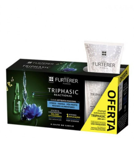 Rene Furterer Pack Triphasic Reactional 12x5 ml + Shampoing Anti-Chute 100 ml