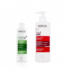 Vichy Dercos Champô Anticaspa DS Cabelo Normal a Oleoso 200ml + Champô Estimulante 400ml Pack
