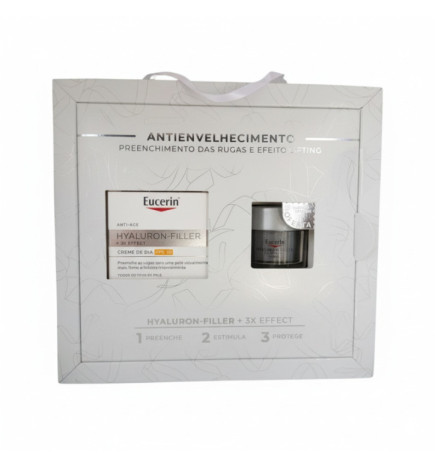 Eucerin Hyaluron-Filler 3x Effect Creme Dia SPF30 50ml + Creme Noite 20ml Coffret