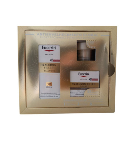Eucerin Hyaluron-Filler+ Elasticity Serum 3D 30ml + Creme Noite 50ml + Creme Dia SPF30 20ml Coffret
