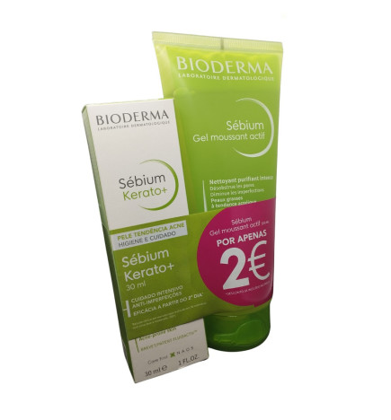 Bioderma Pack Sébium Kerato+ 30ml + Sébium Gel Moussant Actif 200ml