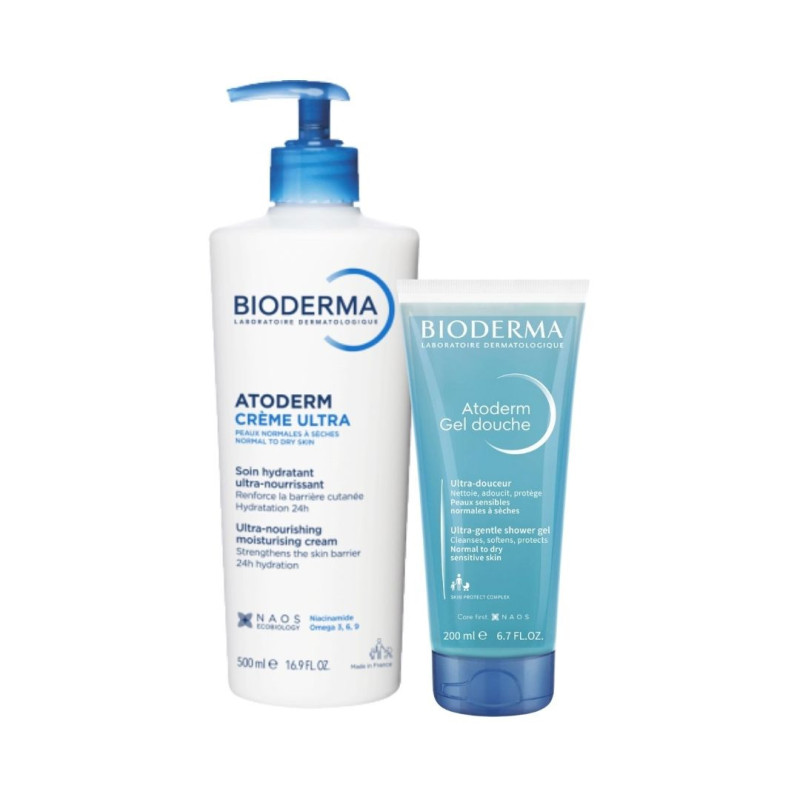 Bioderma Atoderm Creme Ultra 500ml + Gel Duche 200ml Pack