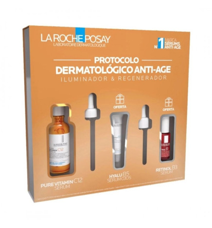 La Roche Posay Pure Vitamin C12 Sérum 30ml + Hyalu B5 Sérum Olhos 5ml + Retinol B3 Sérum 10ml Coffret