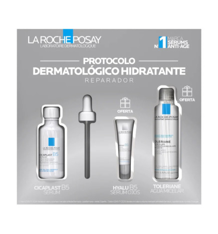 La Roche Posay Cicaplast B5 Sérum 30ml + Hyalu B5 Sérum Olhos 5ml + Toleriane Água Micelar 50ml Coffret