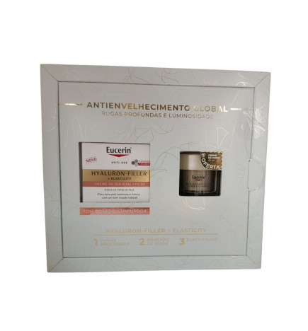 Eucerin Hyaluron-Filler + Elasticity Creme Dia Rose FPS30 50ml + Creme de Noite 20ml Coffret