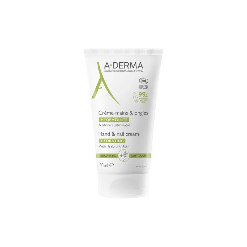 A-Derma Crema de Manos y Uñas con Ácido Hialurónico 50ml