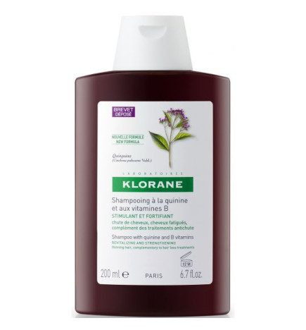 Klorane Capilar Champô Quinina para cabelo cansado, desvitalizado e com perda de densidade. Embalagem de 200 ml 200 ml