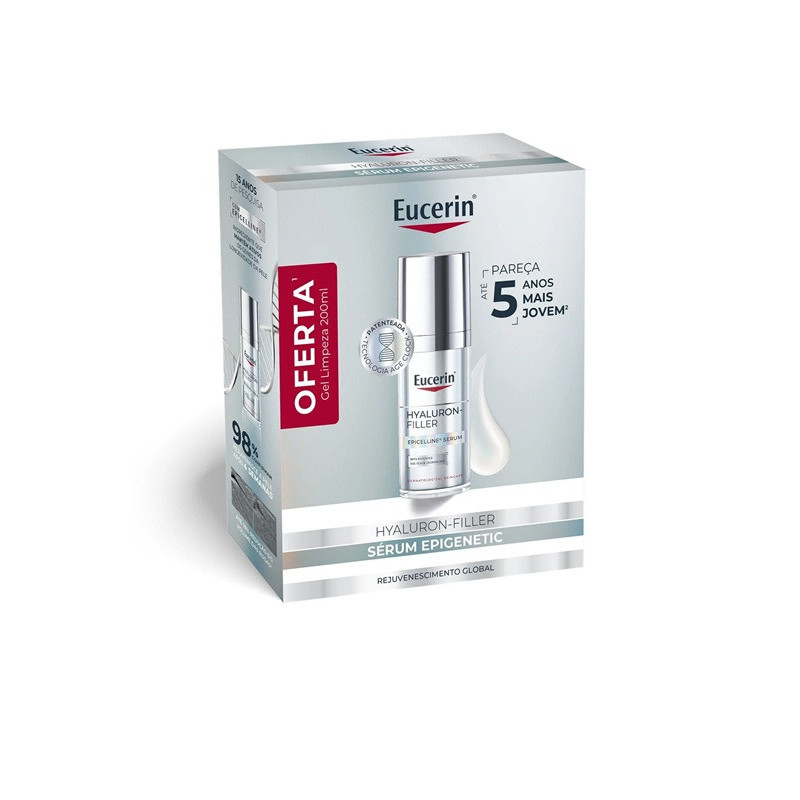 Eucerin Hyaluron-Filler Epigenetic Sérum 30ml + Dermatoclean Hyaluron Gel de Limpeza 200ml Pack