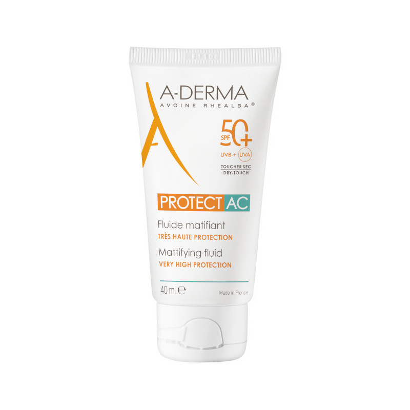 A-Derma Protect Ac Crème Solaire Fluide Matifiante Spf50+ 40 ml