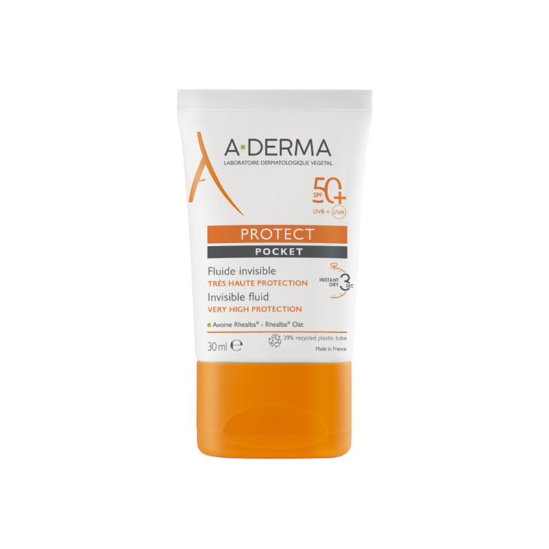 A-Derma Protect Crème Solaire Poche Fluide Invisible Visage SPF50+ 30 ml