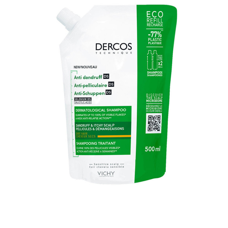 Vichy Dercos Anti-Schuppen-Shampoo für trockenes Haar Ecorefill (Nachfüllung) 500 ml