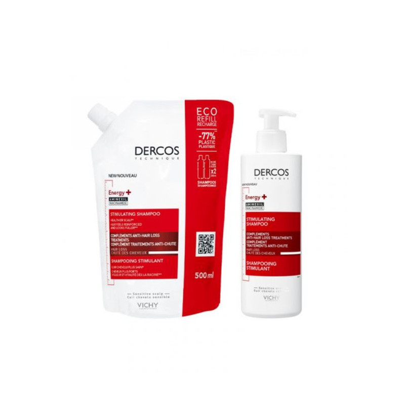 Vichy Pack Dercos Szampon Stymulujący 400ml + Ecorefill 500ml